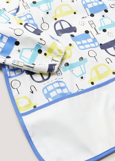 Blue Car Coverall Weaning Bib