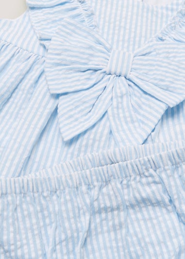 Baby Blue Stripe Bow Dress & Knickers Set (Newborn-23mths)