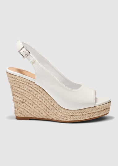 NOVO White Wide Fit Ocean Wedge Heels