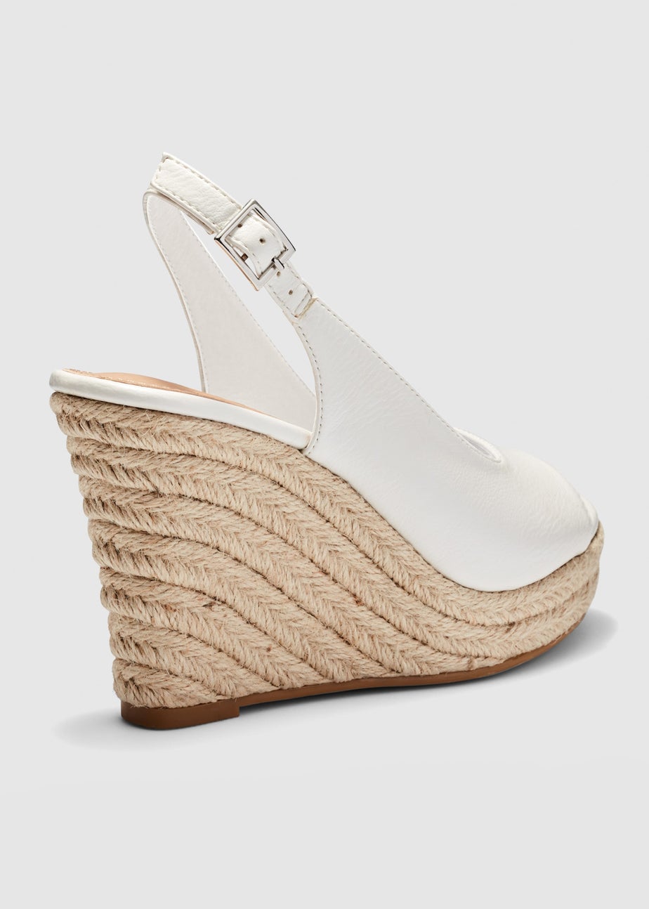 NOVO White Wide Fit Ocean Wedge Heels