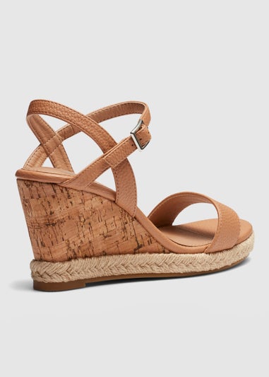 NOVO Tan Booma Cork Wedge Sandals