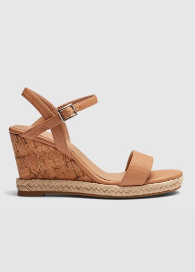 NOVO Tan Booma Cork Wedge Sandals