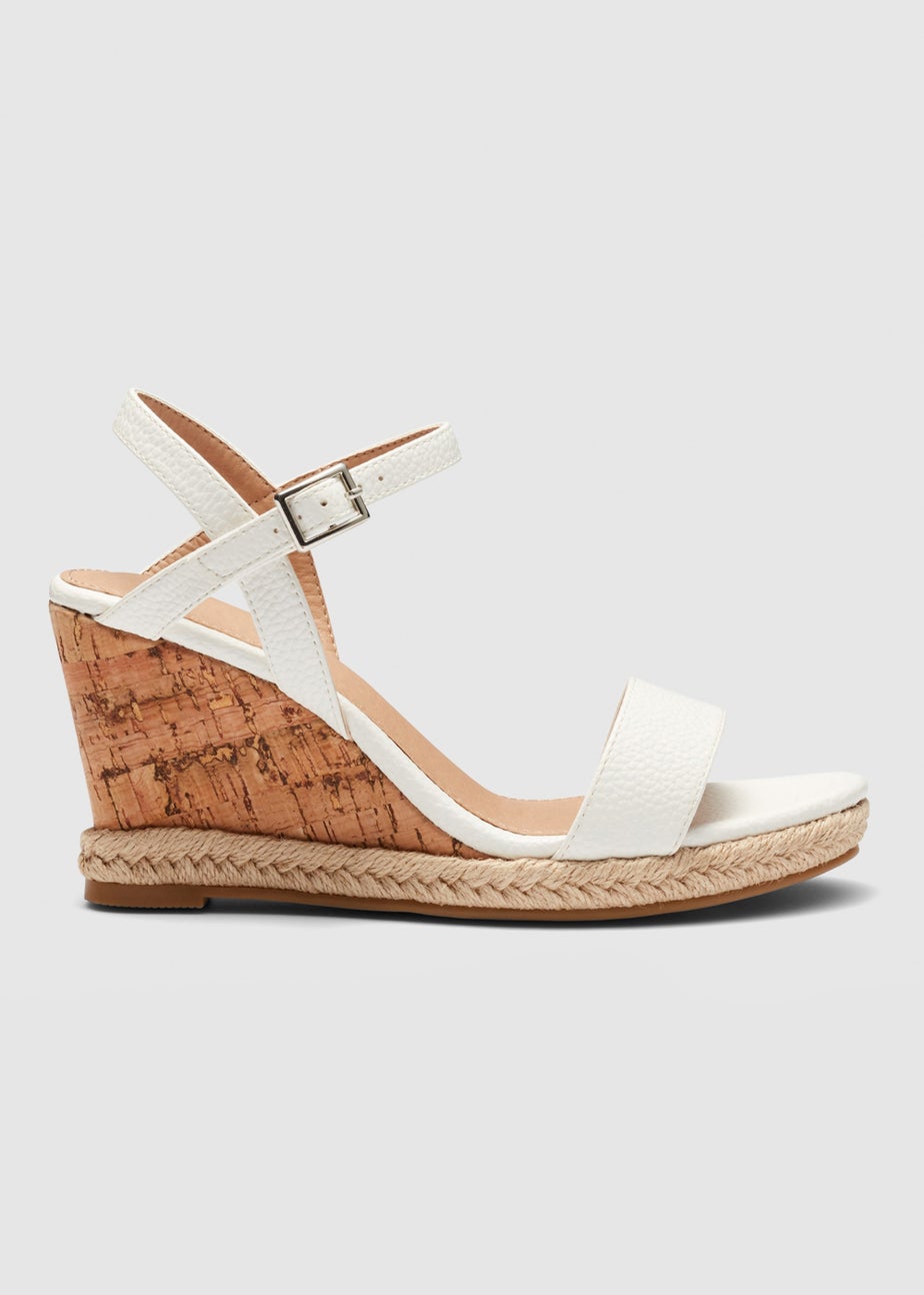 NOVO White Booma Cork Wedge Sandals