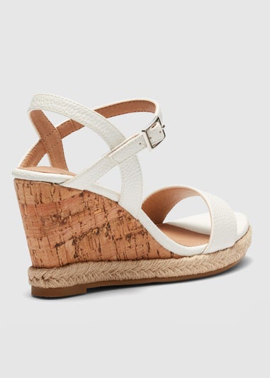 NOVO White Booma Cork Wedge Sandals
