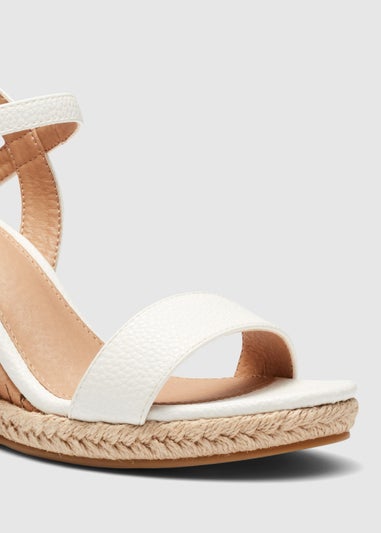 NOVO White Booma Cork Wedge Sandals