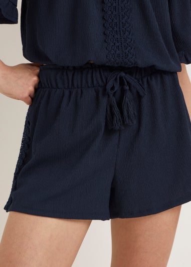 Navy Lace Co-Ord Shorts