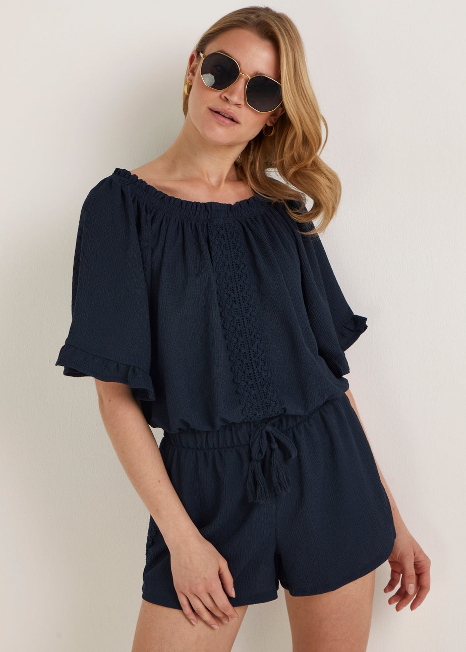 Navy Lace Co-Ord Shorts