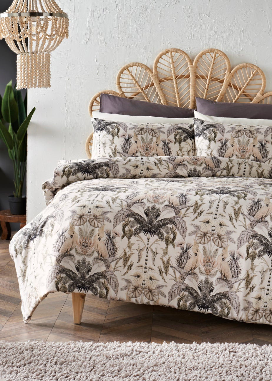Natural Cockatoo Print 100% Cotton Duvet Cover