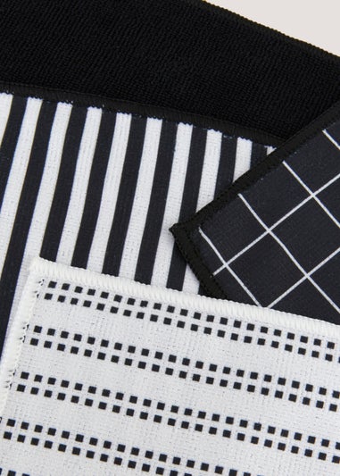 4 Pack Monochrome Microfibre Cloths (29cm)