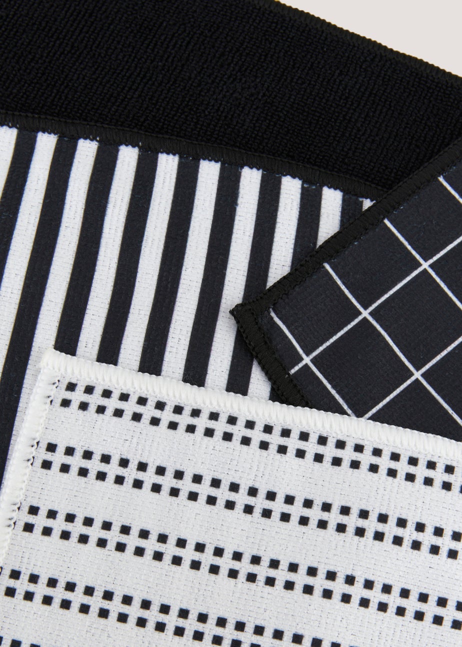 4 Pack Monochrome Microfibre Cloths (29cm)