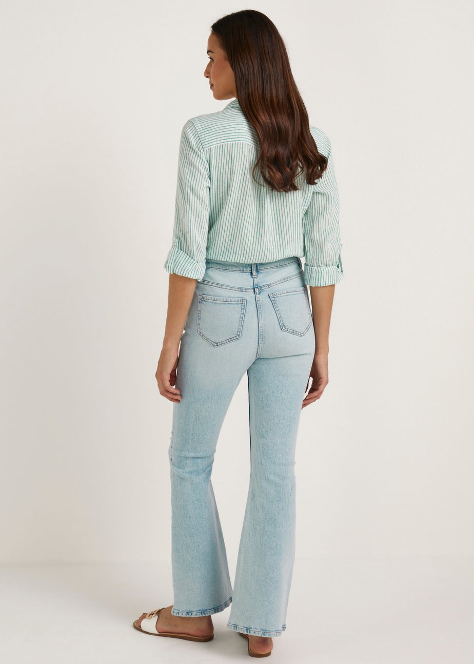 Bleach Wash Skinny Flared Jeans (Long Length)