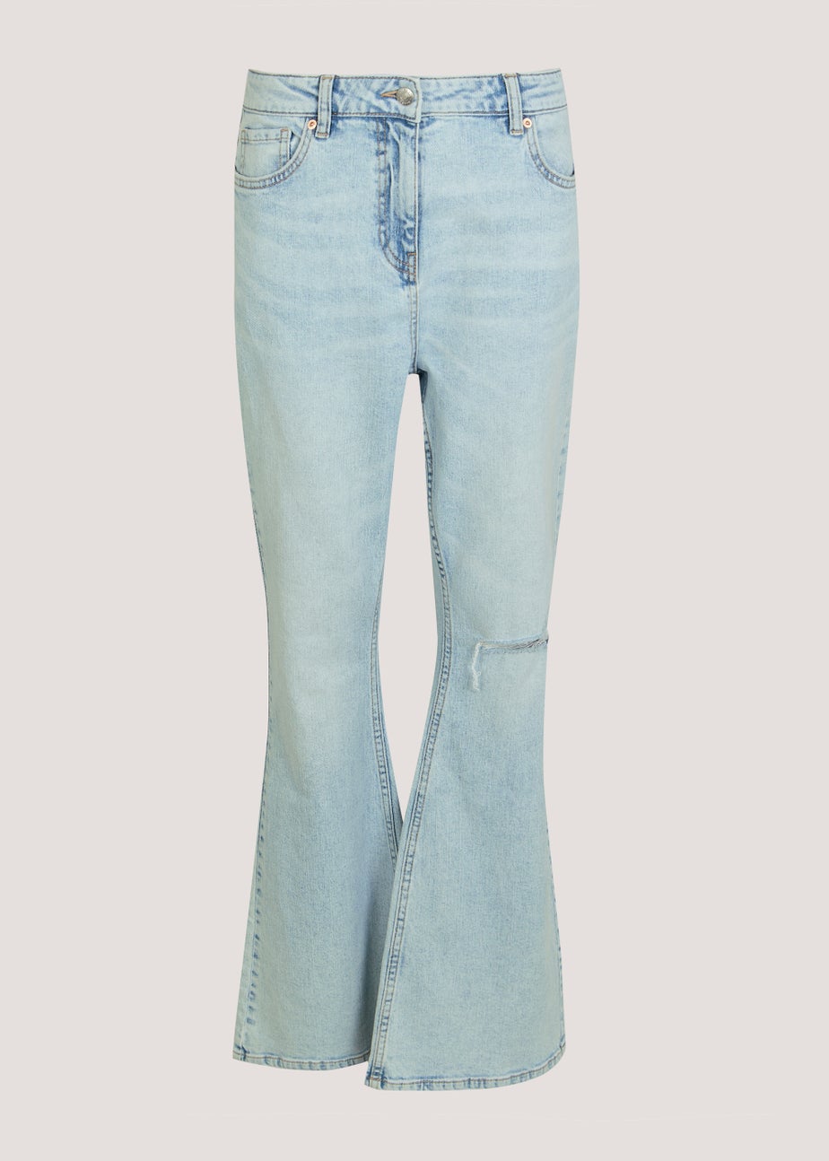 Bleach Wash Skinny Flared Jeans (Long Length)