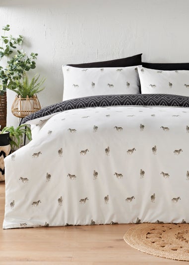 Black & White Zebra Print Reversible Duvet Set