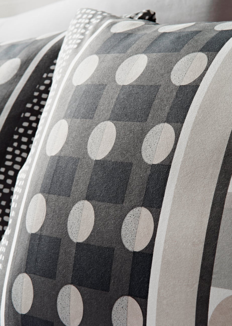 Grey Geo Stripe Print Duvet Cover