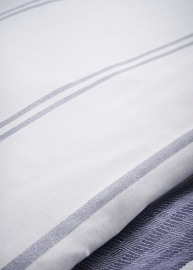 Blue Stripe Seersucker Reversible Duvet Cover