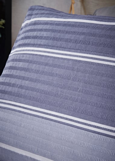 Blue Stripe Seersucker Reversible Duvet Cover