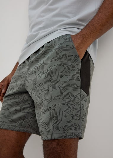 US Athletic Charcoal Code Print Shorts