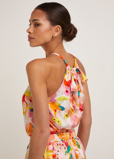 Be Beau Multicoloured Floral Satin Cami Top