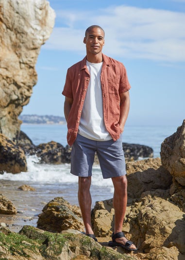 Rust Textured Short Sleeve Shirt