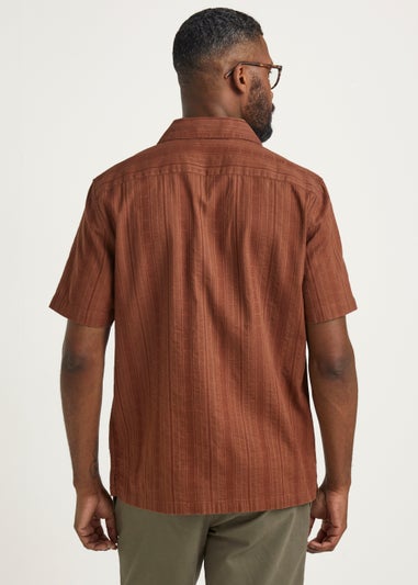 Rust Textured Short Sleeve Shirt