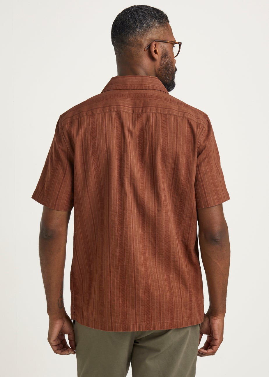 Rust Textured Short Sleeve Shirt