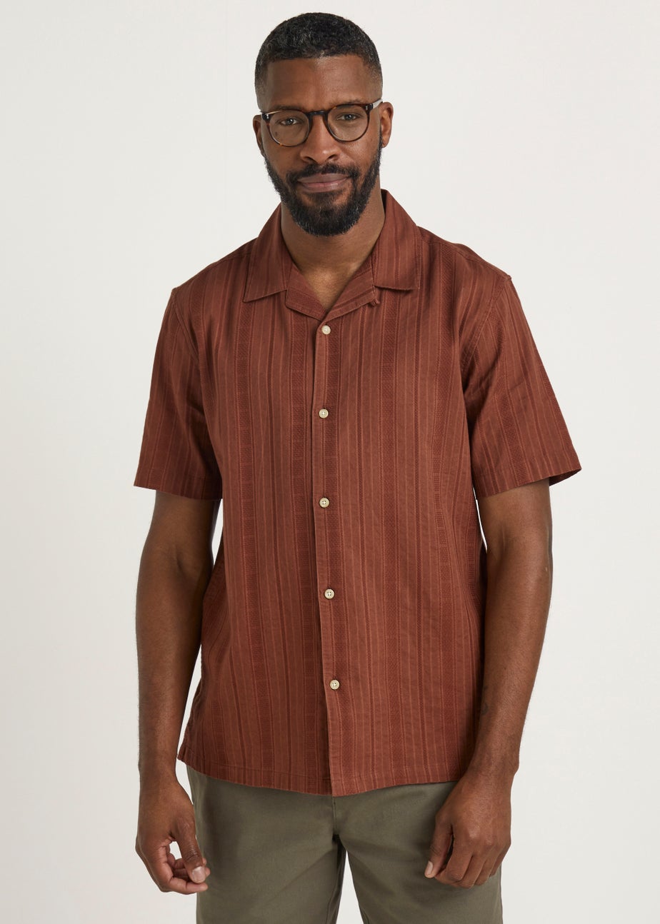 Rust Textured Short Sleeve Shirt