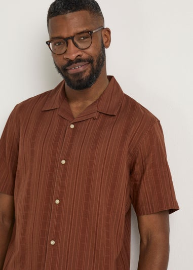 Rust Textured Short Sleeve Shirt