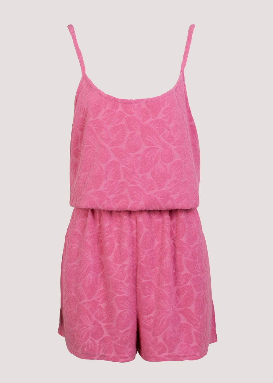 Pink Towelling Playsuit