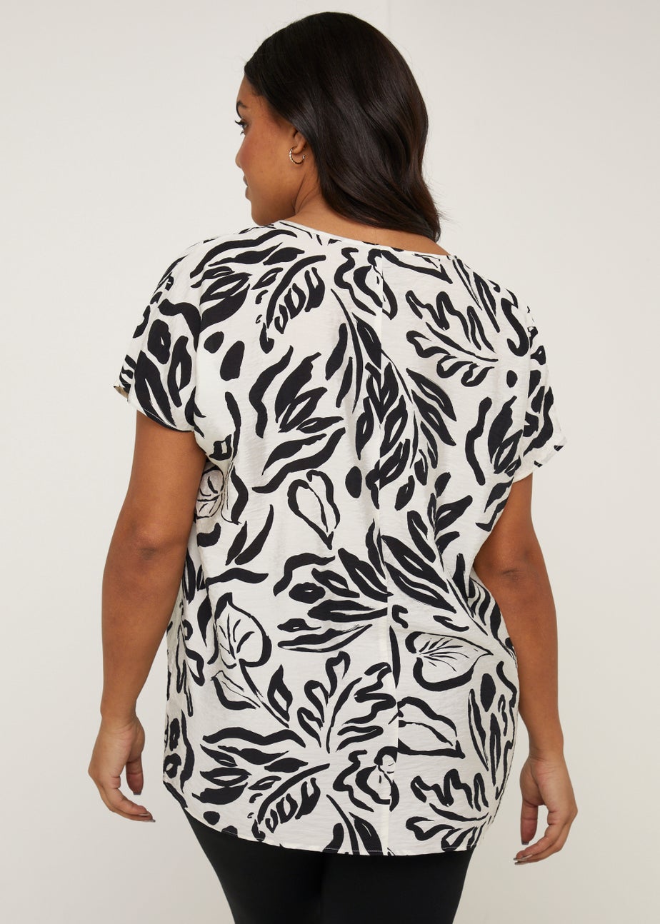 Papaya Curve Black & White Kaftan Top