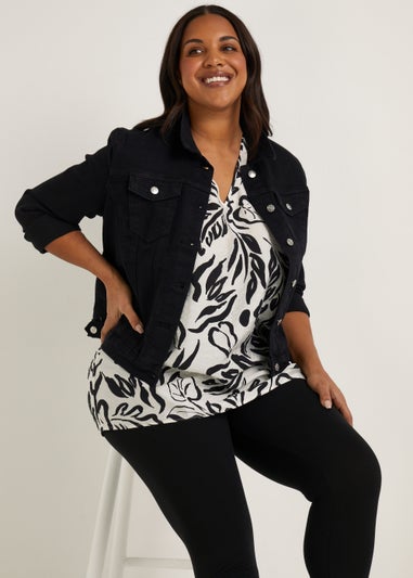 Papaya Curve Black & White Kaftan Top