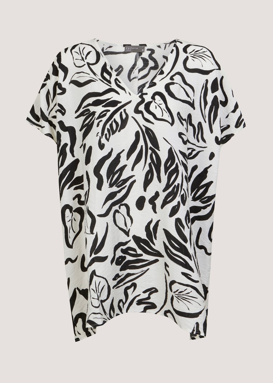Papaya Curve Black & White Kaftan Top