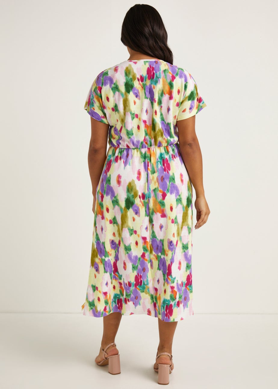 Papaya Curve Multicoloured Floral Print Plisse Dress