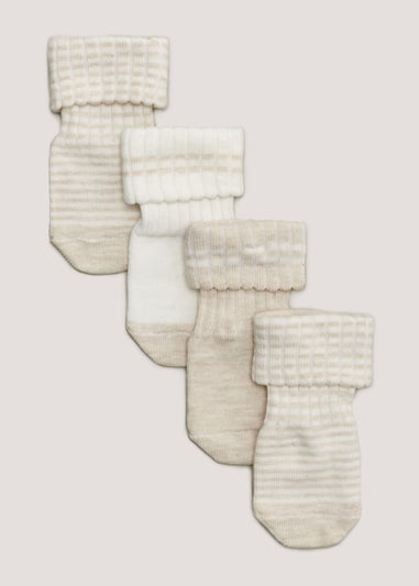 4 Pack Tonal Baby Socks (Newborn-12mths)