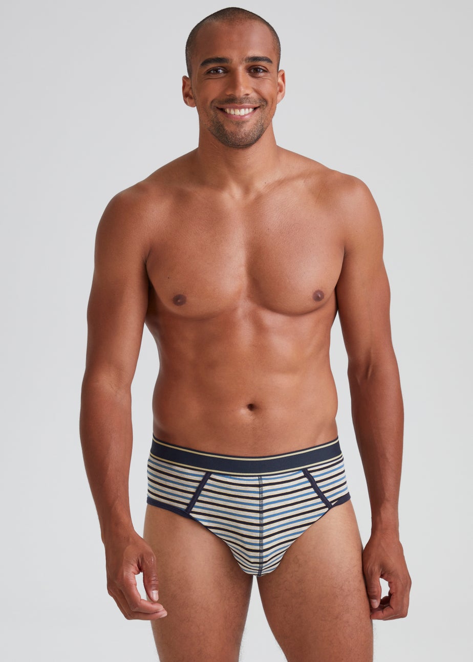 4 Pack Navy Stripe Briefs