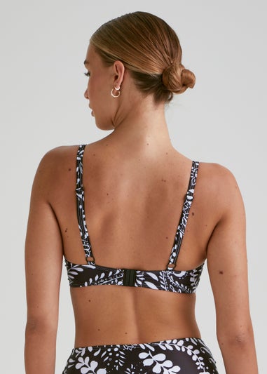 DD+ Black Leaf Print Bikini Top