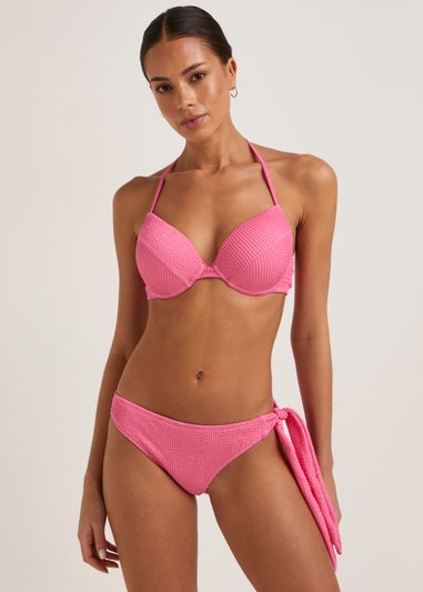 Pink Crinkle Super Enhance Bikini Top