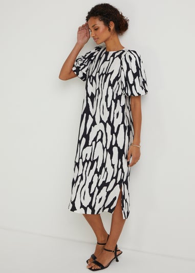 Et Vous Black Animal Print Midi Dress