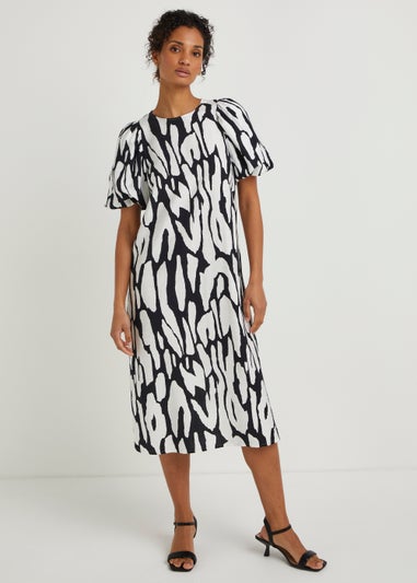 Et Vous Black Animal Print Midi Dress