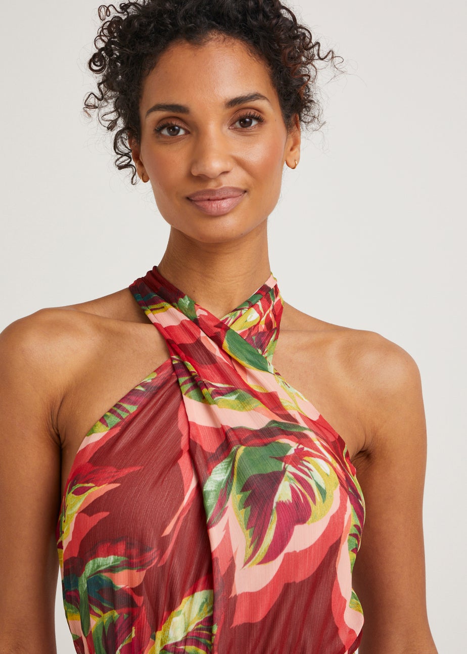 Et Vous Red Cross Front Maxi Dress