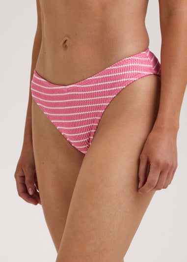 Pink Stripe Crinkle Bikini Bottoms