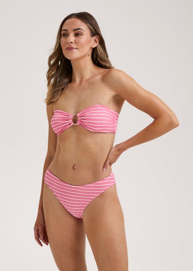 Pink Stripe Crinkle Bikini Bottoms