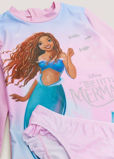 Kids Pink Disney Ariel Long Sleeve Tankini Set (2-9yrs)