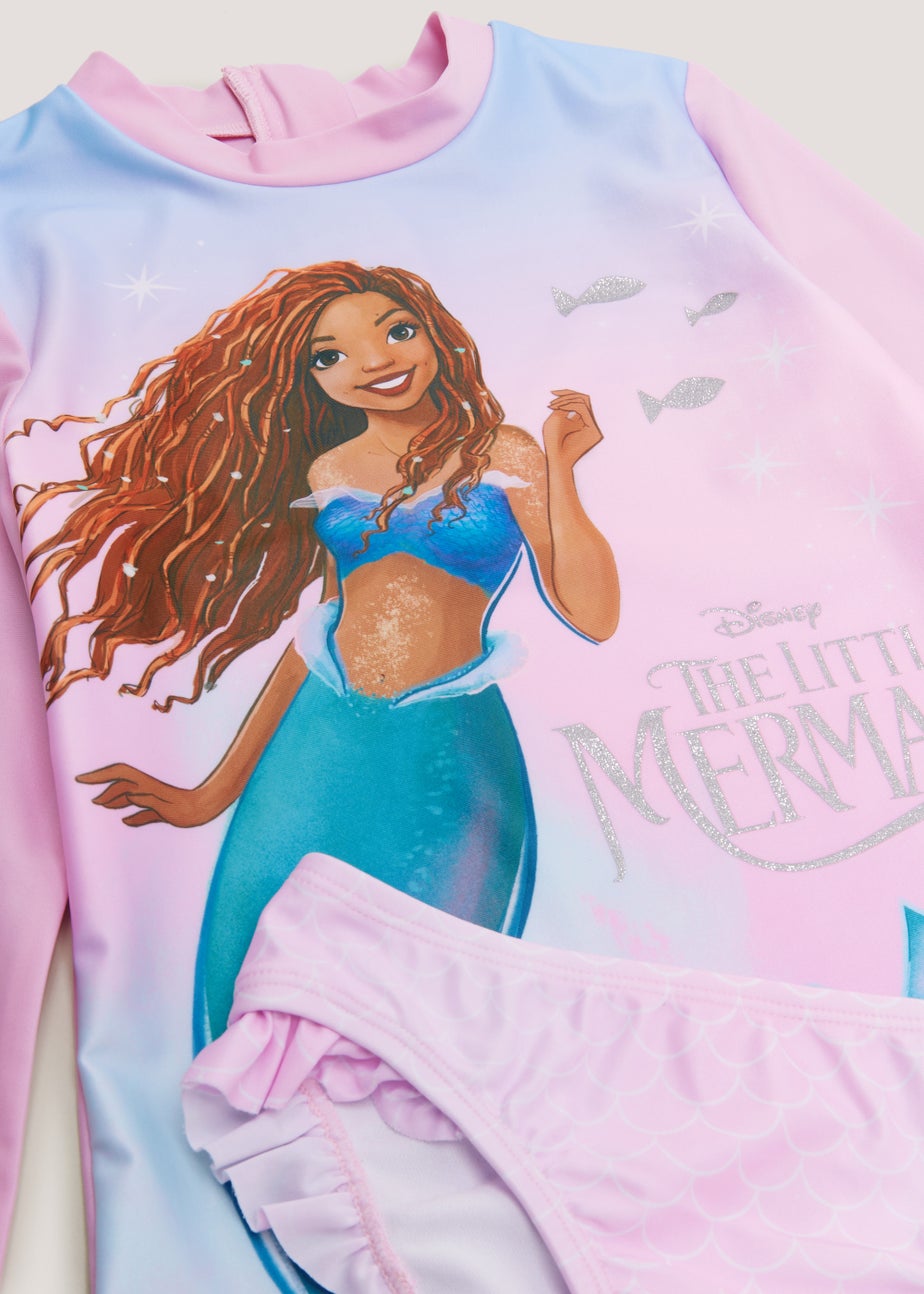 Kids Pink Disney Ariel Long Sleeve Tankini Set (2-9yrs)