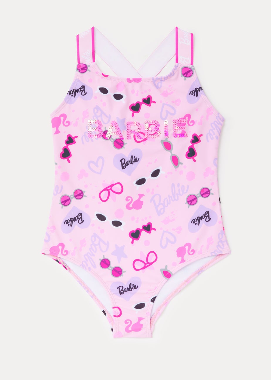 Kids Pink Barbie Sequin Swimming Costume (5-10yrs)