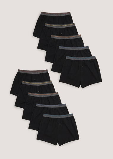 10 Pack Black Loose Fit Boxers