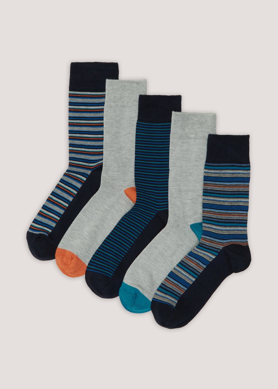 5 Pack Stripe Flexi Top Socks
