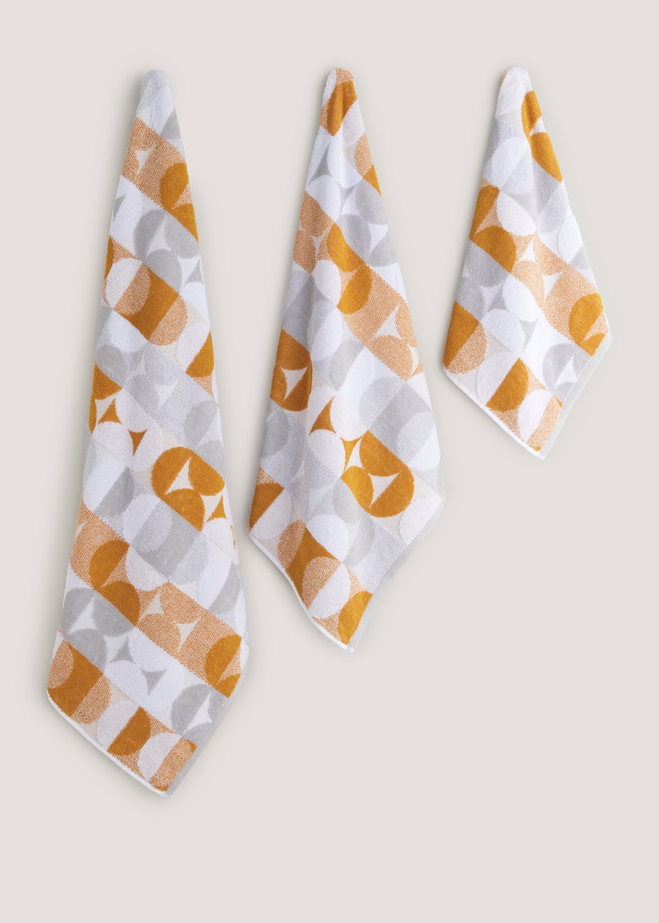 Yellow Geo Jacquard Towels