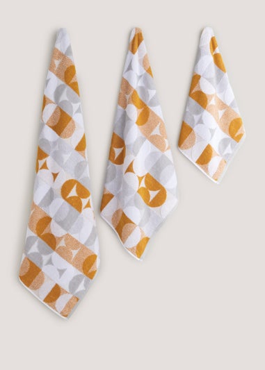 Yellow Geo Jacquard Towels
