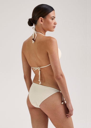 Cream Crochet Look Tie Side Bikini Bottoms