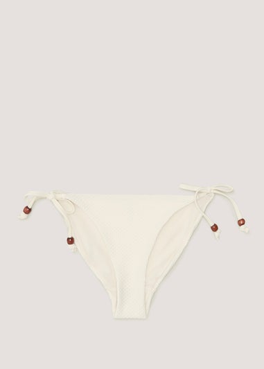 Cream Crochet Look Tie Side Bikini Bottoms